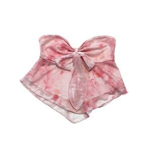 Babydoll Mesh Tube Top Women XS Pink | Fairy Coquette Sheer Bow Floral Y2K Style